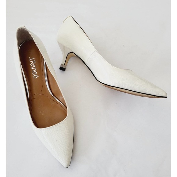 J Renee white kitten heels size 7.5 M
